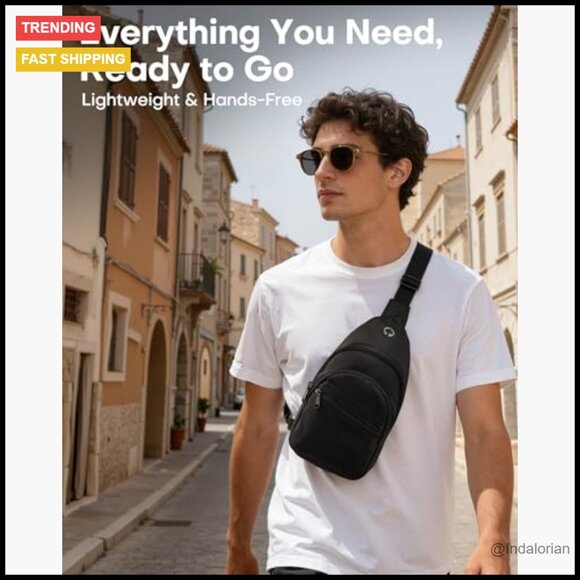 Compact Crossbody Sling Bag Adjustable Strap Travel Essentials Lightweight - Picture 4 of 7